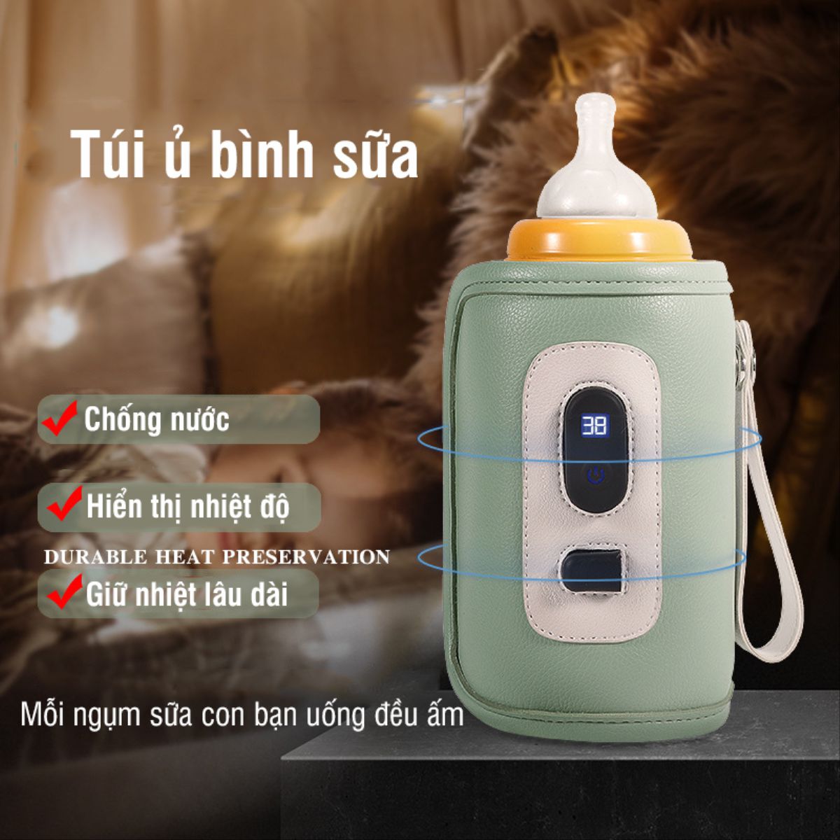 Túi ủ bình sữa 3 chế độ chỉnh nhiệt