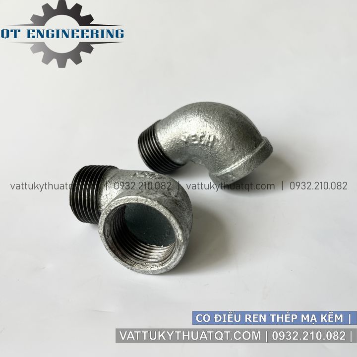 Co điếu ren thép mạ kẽm, co điếu ren mạ kẽm 90 độ | vattukythuatqt.com