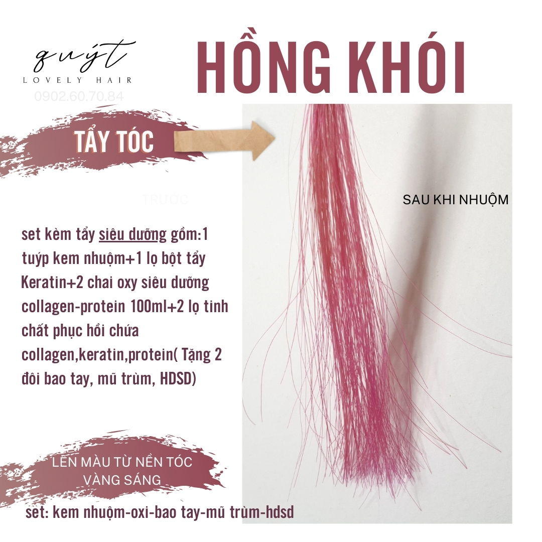 Kem nhuộm tóc hồng khói - kèm tẩy - tặng oxy