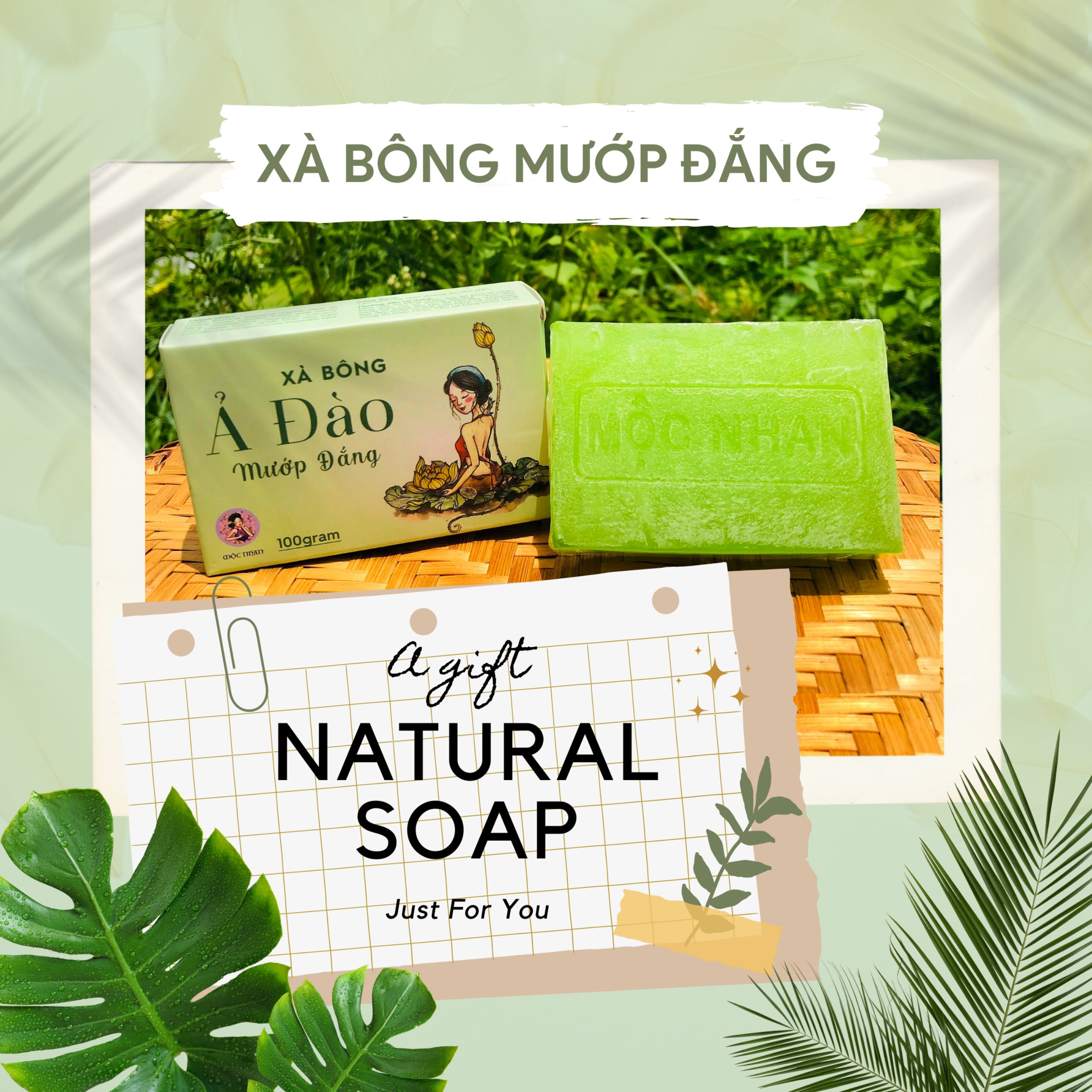 Combo 2 xà bông nghệ mướp đắng Ả Đào Mộc Nhan 100gram