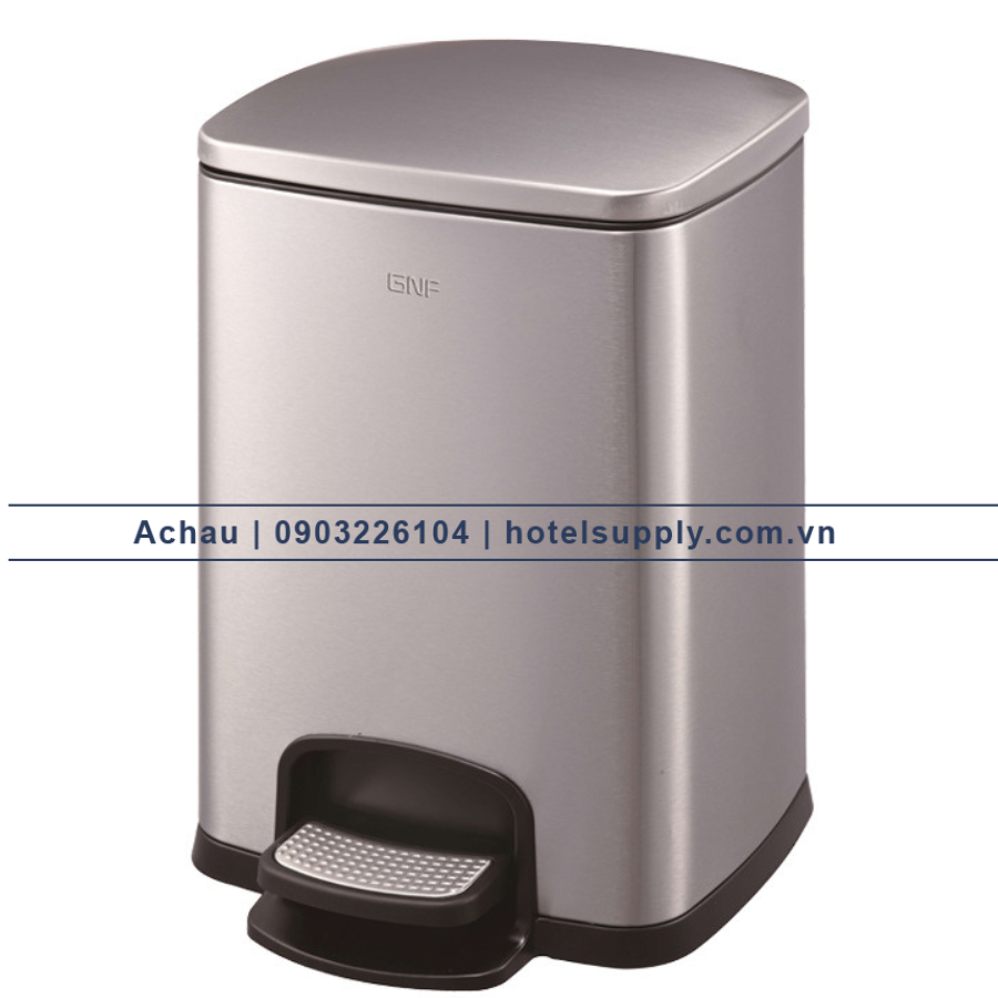 Thùng rác inox đạp chân 12L vuông GNF, Mã SJ12-F01, dùng cho nhà bếp, nắp đóng mở êm ái