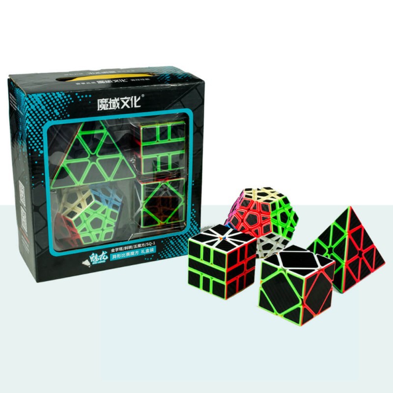 Combo 4 Khối Rubik Biến Thể MoYu Meilong Pyraminx Skewb Megaminx Square-1 Carbon