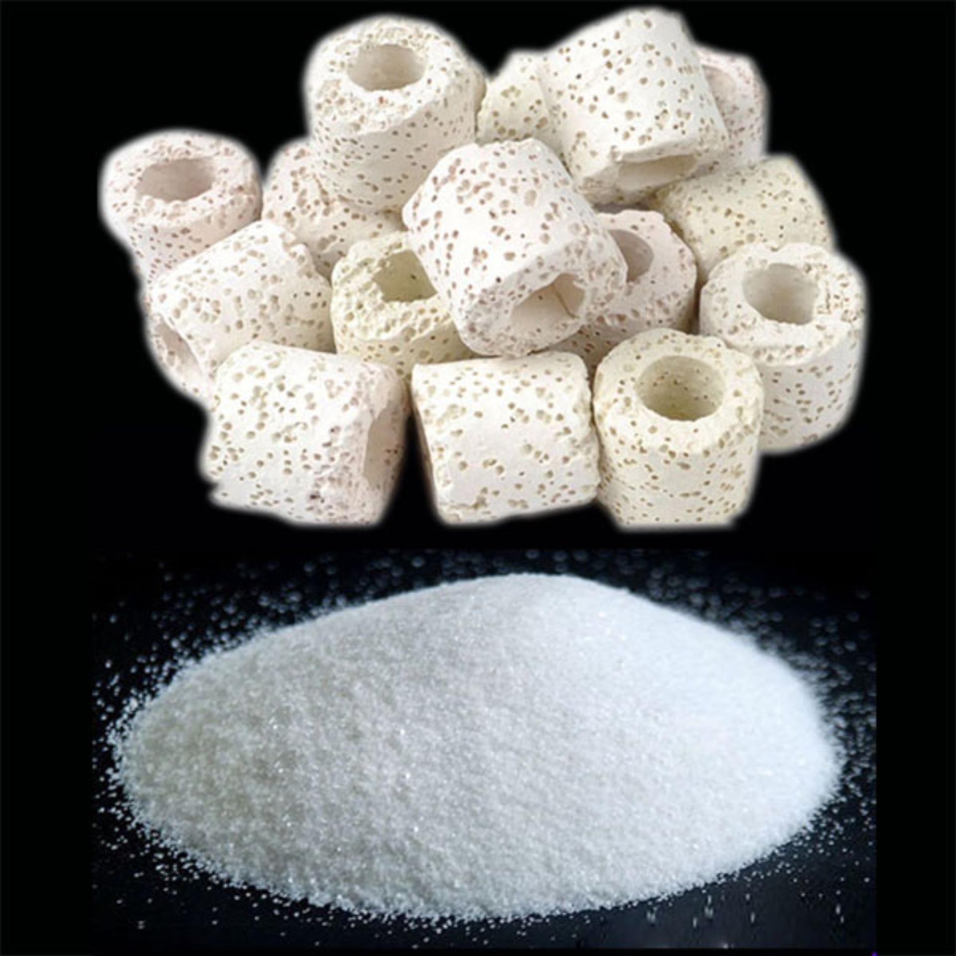 Quartz sand 2000g + Bio Ceramic Rings 1000g filter material, aquarium decoration