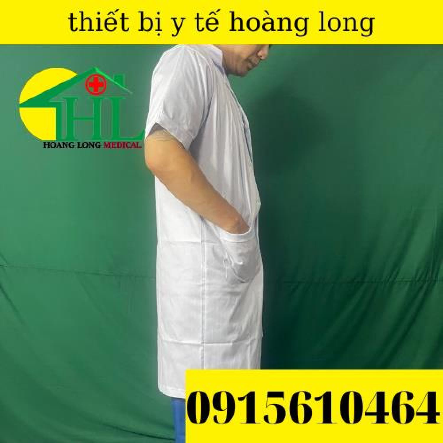 Áo Blouse (BluE) Bác Sĩ Nam/Nữ Cộc Tay Dáng Dài