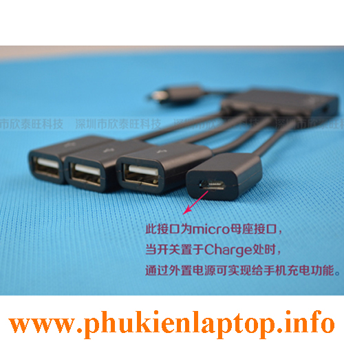 CÁP OTG MICRO USB RA 3 CỔNG USB CÓ CỔNG SẠC