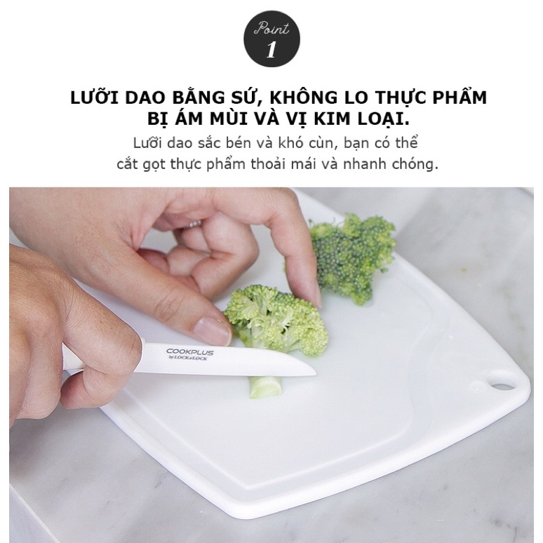 Bộ Dao Gọt Vỏ Bào Sợi Kèm Thớt Lock&Lock Cookplus CKK503WHT
