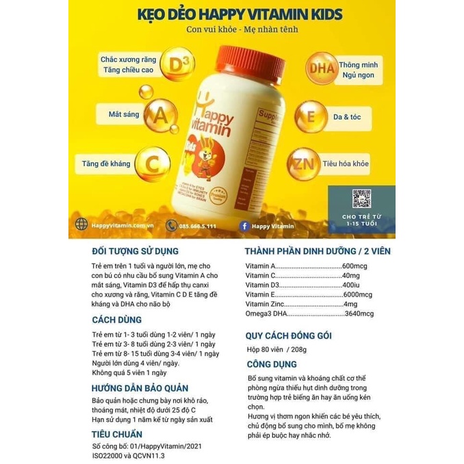Kẹo dẻo Happy Vitamin Kids Plus