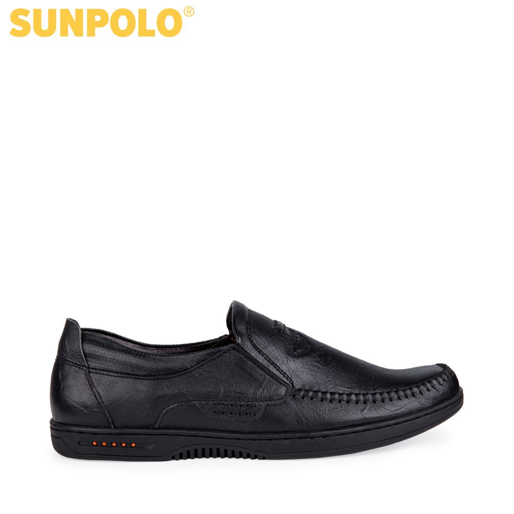 Giày mọi nam da bò SUNPOLO LS4016 (Đen, Nâu)