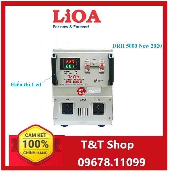 Ổn áp Lioa 1 pha 5KVA dải 50( DRII- 5000II New 2020)