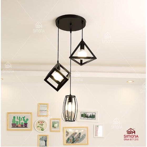 Đèn trang trí thả khối cao cấp (đã kèm bóng LED edison vàng 4w) Combo gồm 3 hình