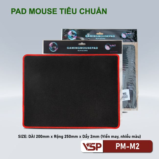 Lót chuột Gaming VSP PM-M2 (L-16) size 200x250x2mm (Viền nhiều màu) - Nhất Tín Computer
