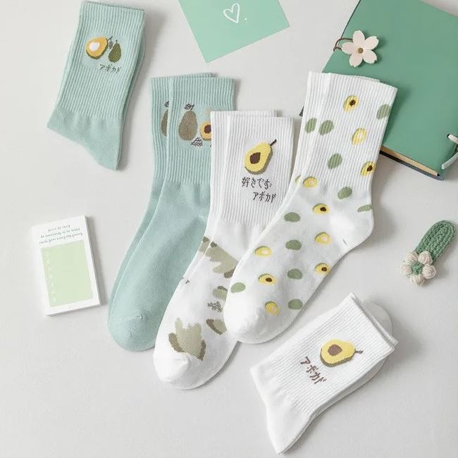 Set 5 đôi tất vớ nữ cao cổ phối quả bơ siêu hot