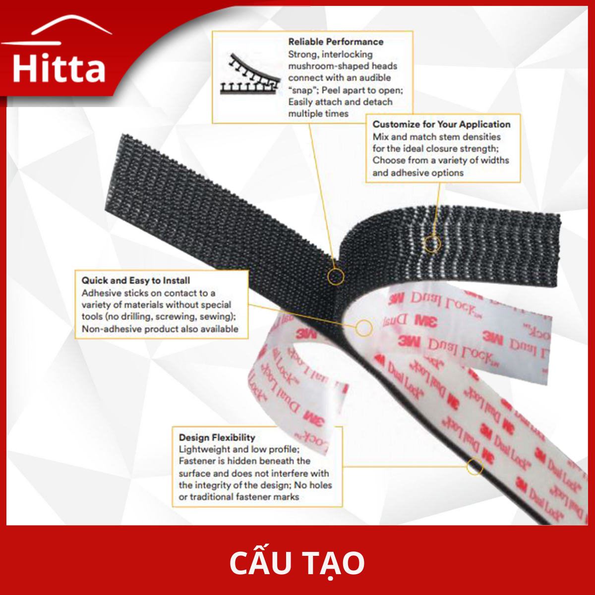 Băng dính tự dính 3M™ Dual Lock™ SJ3551 2 miếng (25.4mmx50.8mm)