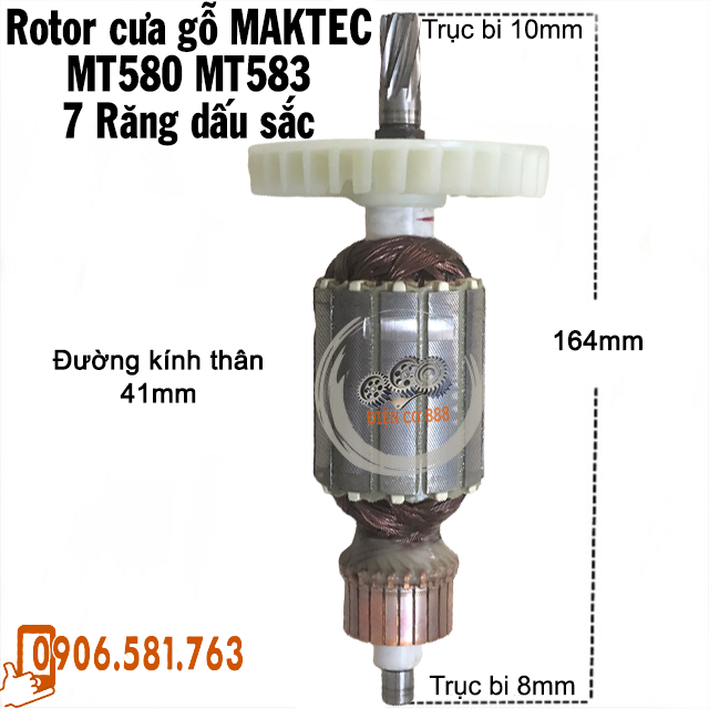 (Hàng DCA) Rotor cưa gỗ MAKTEC MT580, MT583, Makita M5801B, DCA AMY185 220V - Tặng chổi than