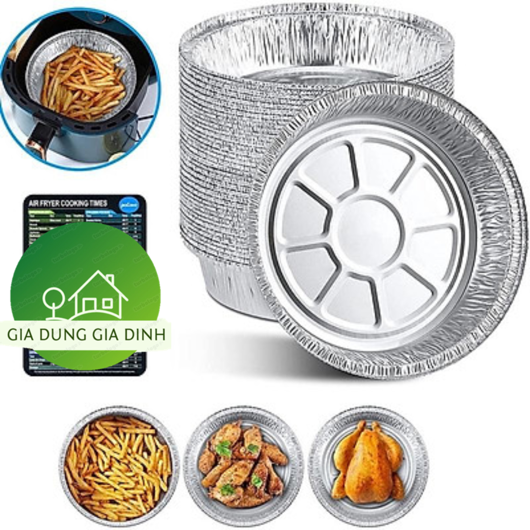 Giá sỉ Set 100 Khuôn giấy bạc, khay bạc lót nồi nướng 22cm, nồi chiên không dầu đa năng