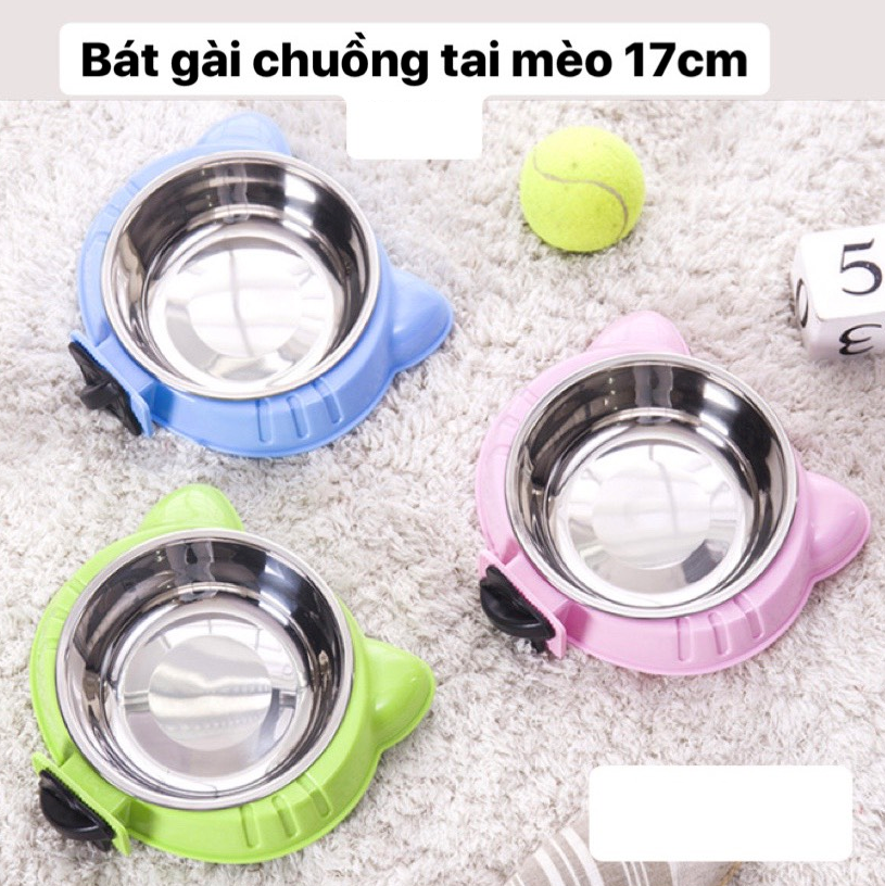 Bát Ăn Gắn Chuồng Cài Lồng Lòng Inox cho Chó Mèo