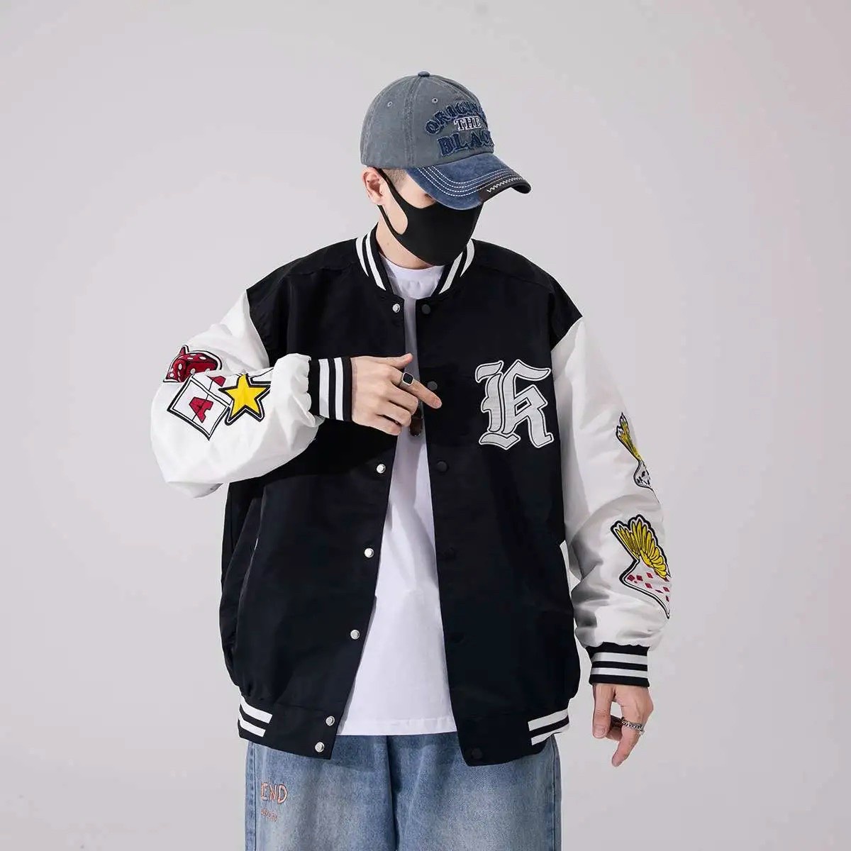 Áo khoác bomber dù in logo BLACK.A Siêu chất,cá tính ,năng động-Chất dù 2 lớp Cao Cấp