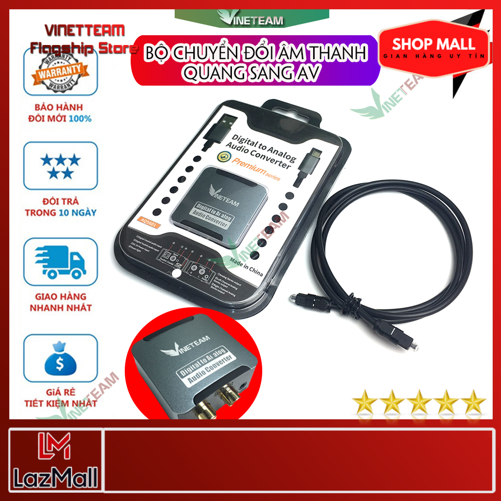 Bộ chuyển đổi âm thanh quang sang AV CHOSEAL/VINETTEAM/YIQUAN kèm dây quang