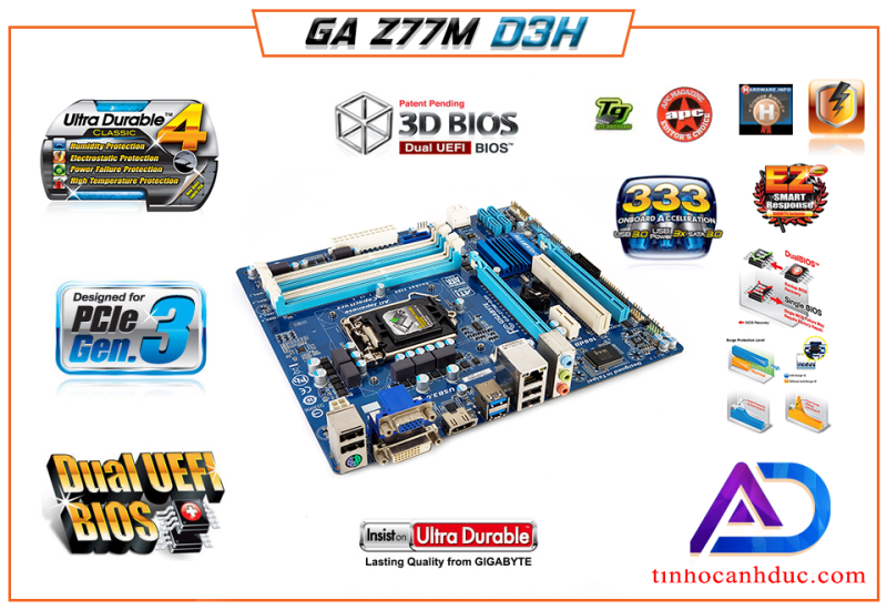 Bảng giá MAIN Z77 CAO CẤP 1155 GA-Z77-DS3H Full OPTION HDMI DVI VGA 4 Khe DDR3 SATA3 hỗ trợ i3 i5 i7 ram 32G Phong Vũ