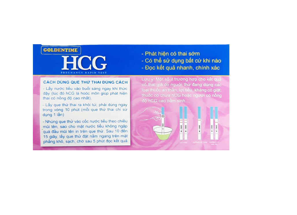 Combo 3 test thử thai chính xác Que thử thai nhanh Goldentime HCG que thử thai phát hiện sớm hộp 1 bộ