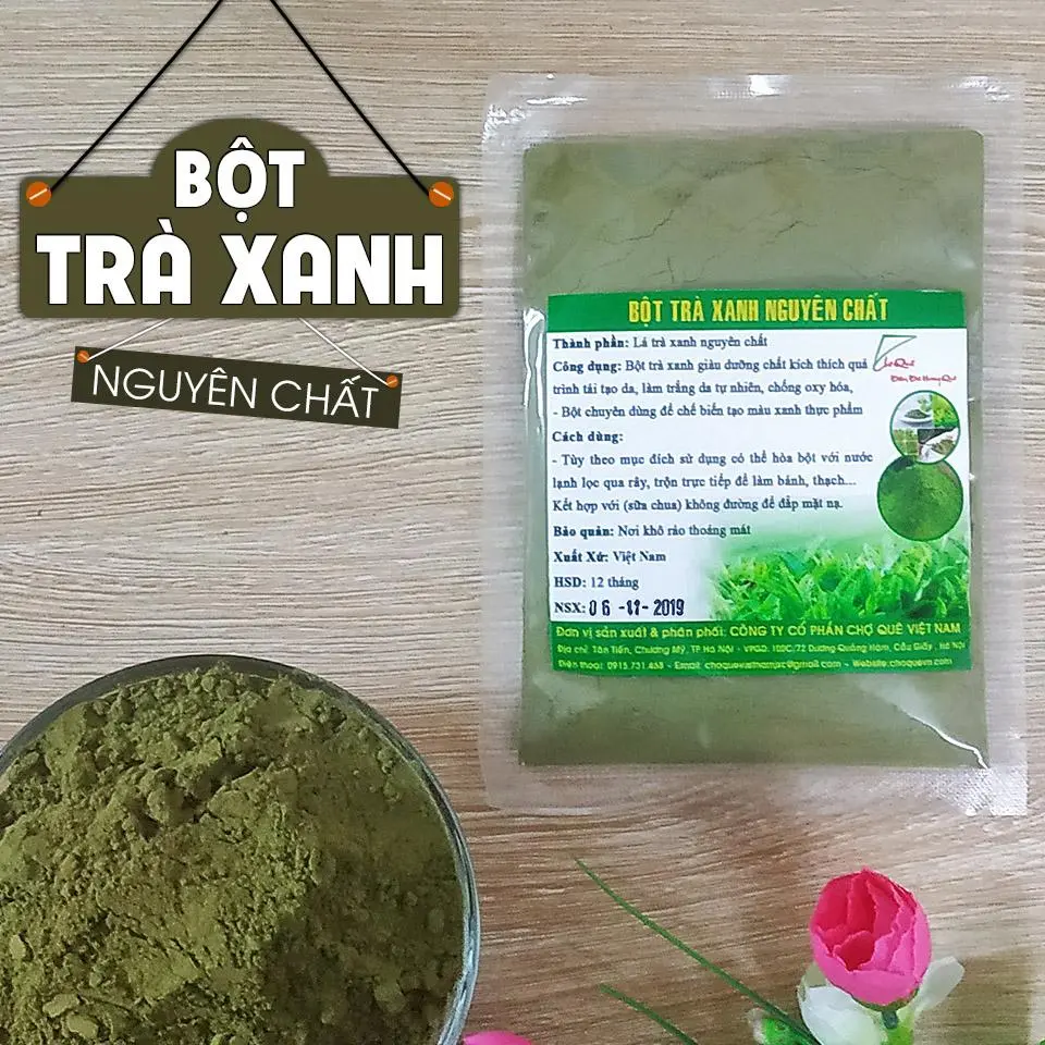 Bột Trà Xanh 100gr Nguyên Chất từ lá trà xanh chuyên dùng để tạo màu thực phẩm, nấu chè thạch rau câu