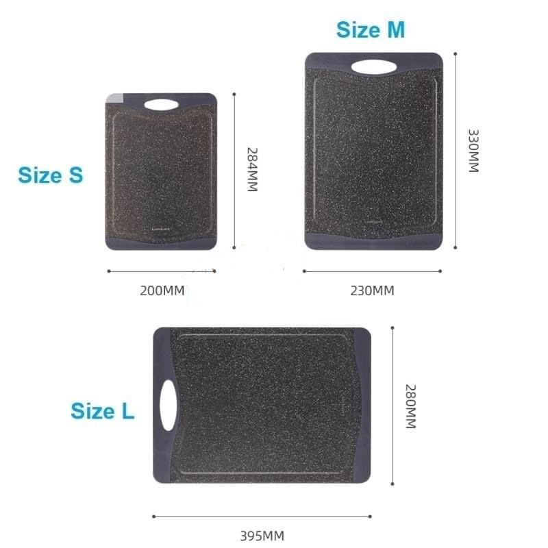 Thớt Nhựa Kháng Khuẩn Lock&Lock Black Marble CKD006 CKD007 CKD008 Màu Đen 3 Size S, M, L
