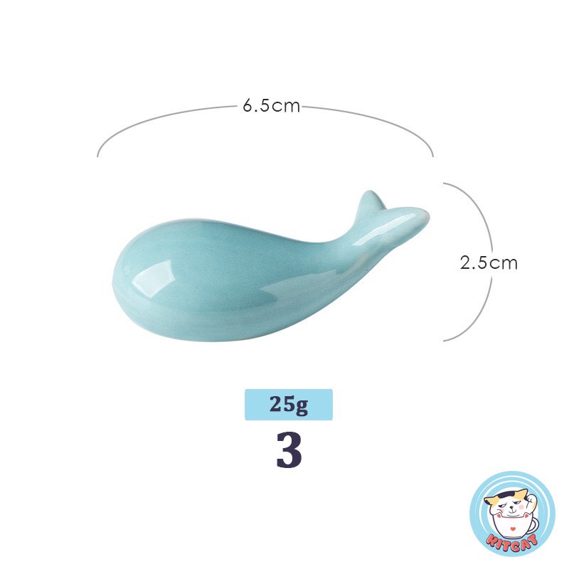 Kê đũa, gác đũa sứ, gác cọ sứ hình cá voi ngộ nghĩnh đủ màu KITCAT STORE phong cách Nhật Bản - Hàn Quốc