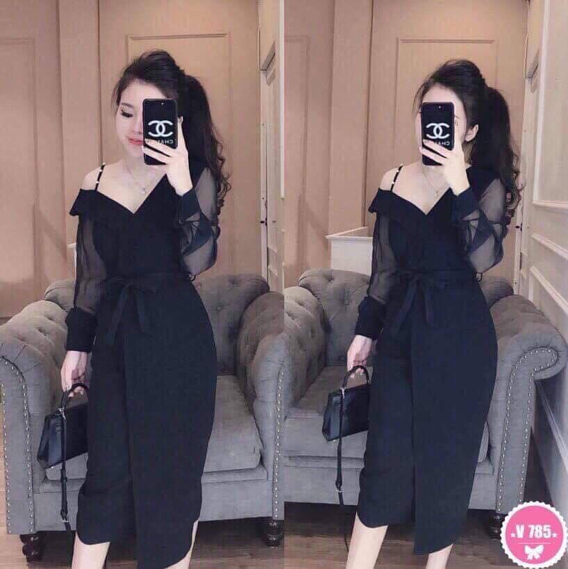 Đầm Body Trễ Vai Phối Lưới FashionLyLy