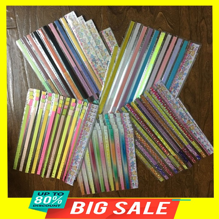 Giấy gấp sao nhiều màu, óng ánh (500 giấy gấp sao)