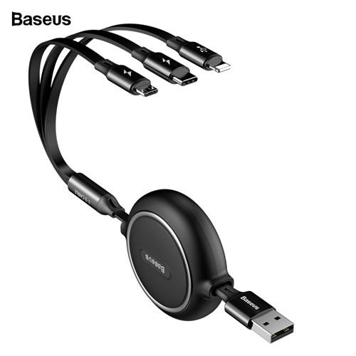 Cáp sạc dây rút 3 đầu baseus golden loop 3 in 1 elastic