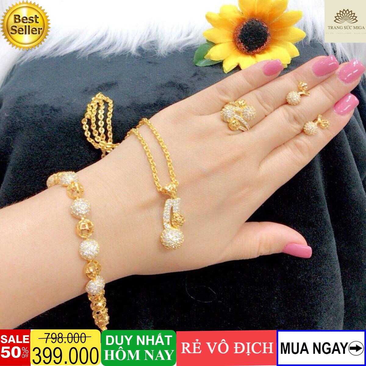 [HCM]Bộ trang sức cherry châu chạm đá tinh tế phong cách thời thượng Trang Sức Miga VB401091931 - đeo làm công sở cực sang chảnh và quý phái