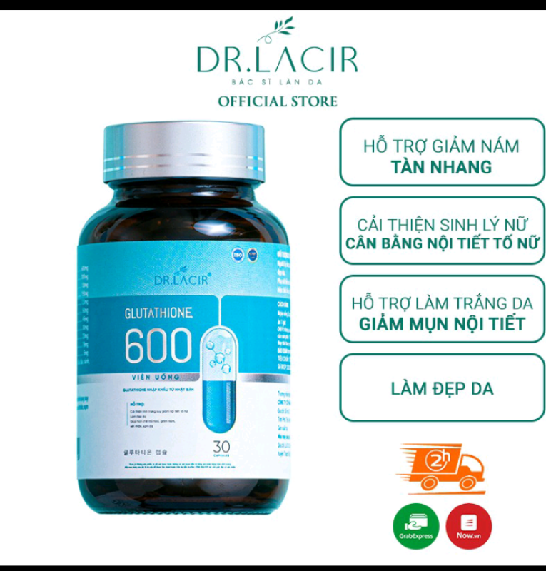 [ Chính hãng] Viên Uống Trắng Da Glutathione 600 Dr Lacir - hộp 30 viên nhập khẩu
