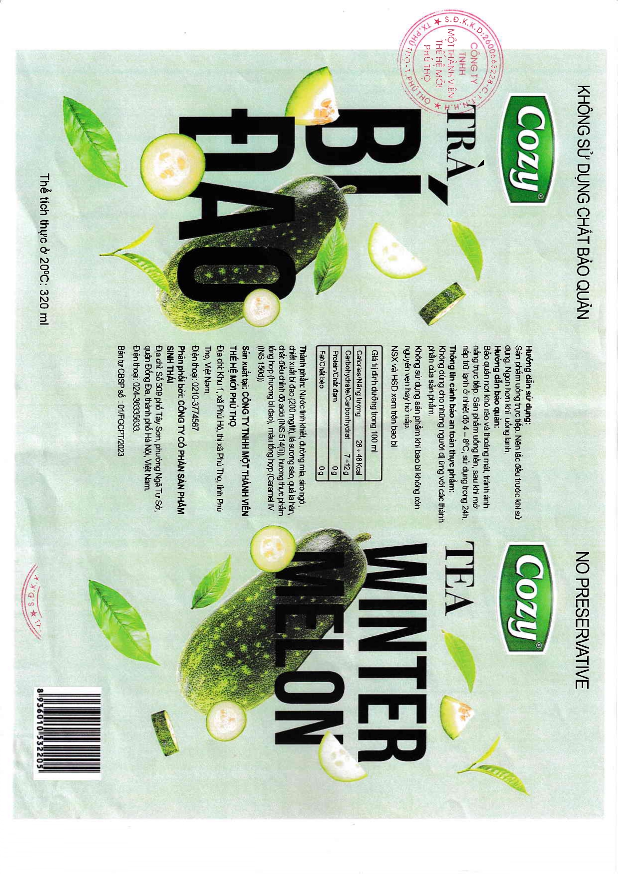 Trà Cozy Bí Đao 320ml (lon)