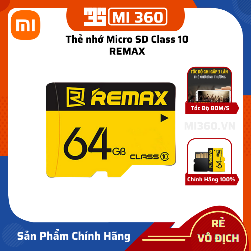 Thẻ Nhớ Micro SD Class 10 Remax 64GB 80MB/s Chính Hãng ✅ Bảo Hành 12 Tháng✅ Chuyên Dùng Camera