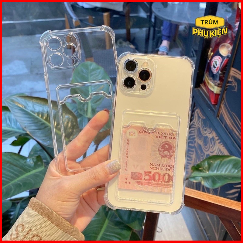 Ốp lưng iphone dẻo trong suốt chống sốc kèm ví từ 7plus đến 13 pro max