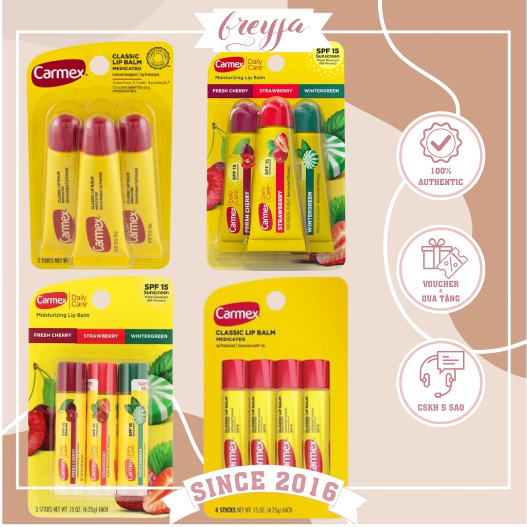 Son Dưỡng môi Carmex Ultra Smooth Lip Balm nhập Mỹ đủ loại, Son Dưỡng Không Màu, Dưỡng Ẩm Môi