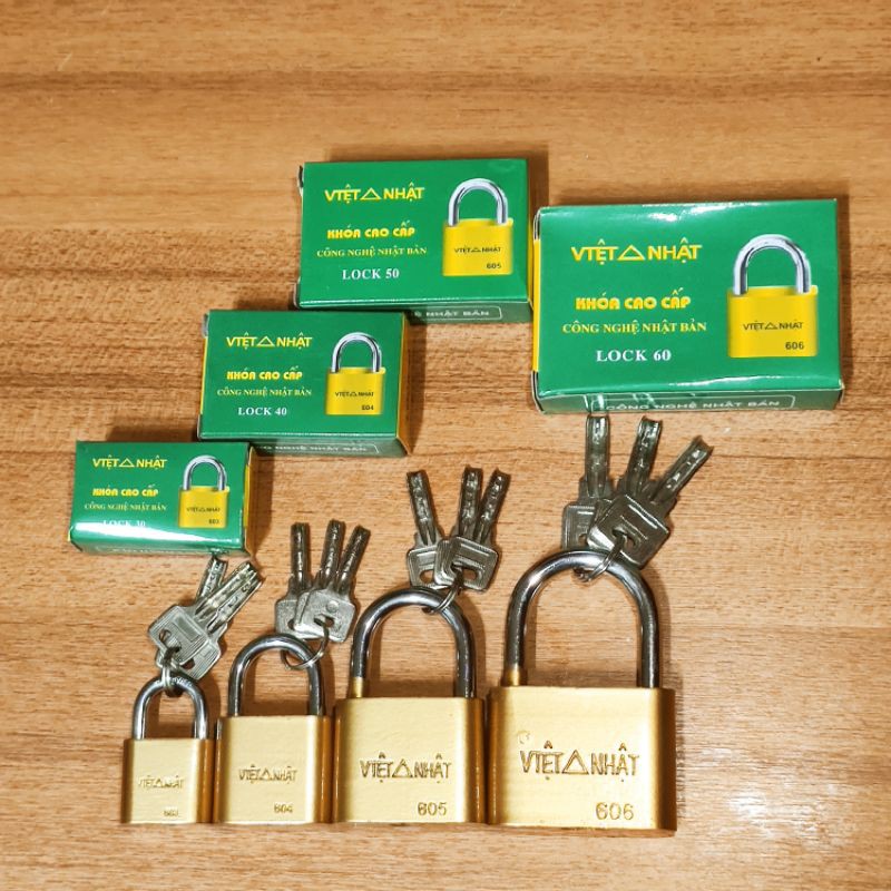 Ổ khoá Việt Nhật Thau dạng bóp (30mm, 40mm, 50mm, 60mm)