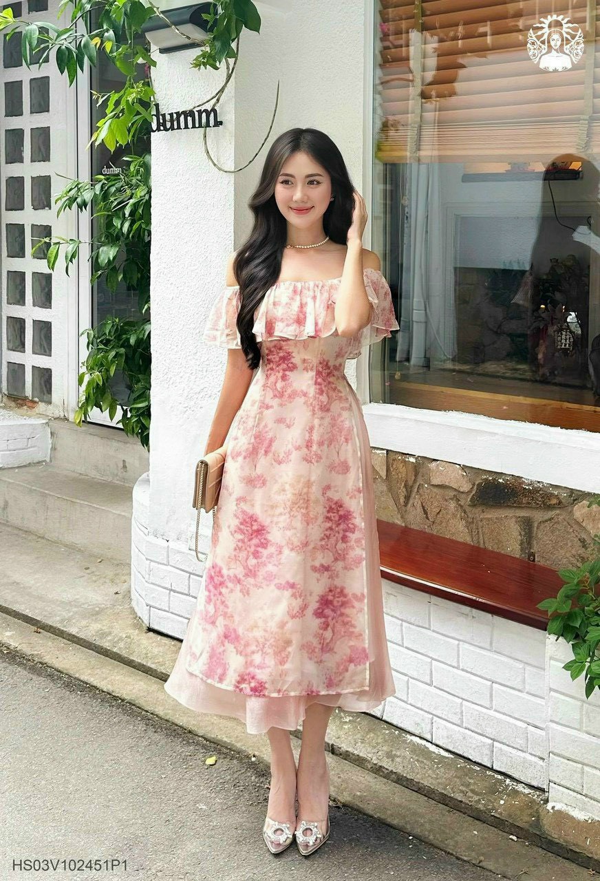 Sét áo dài cúp ngực, kèm chân váy có lót, tôn dáng, siêu xinh