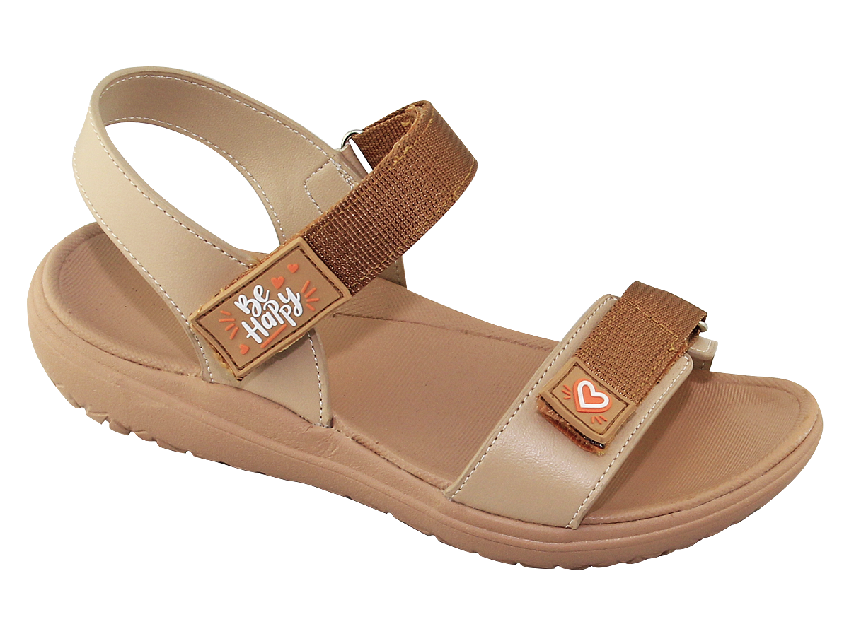 Sandal đế bằng bé gái Bita's SOB.284 (Đen + Hồng thạch anh + Kem)
