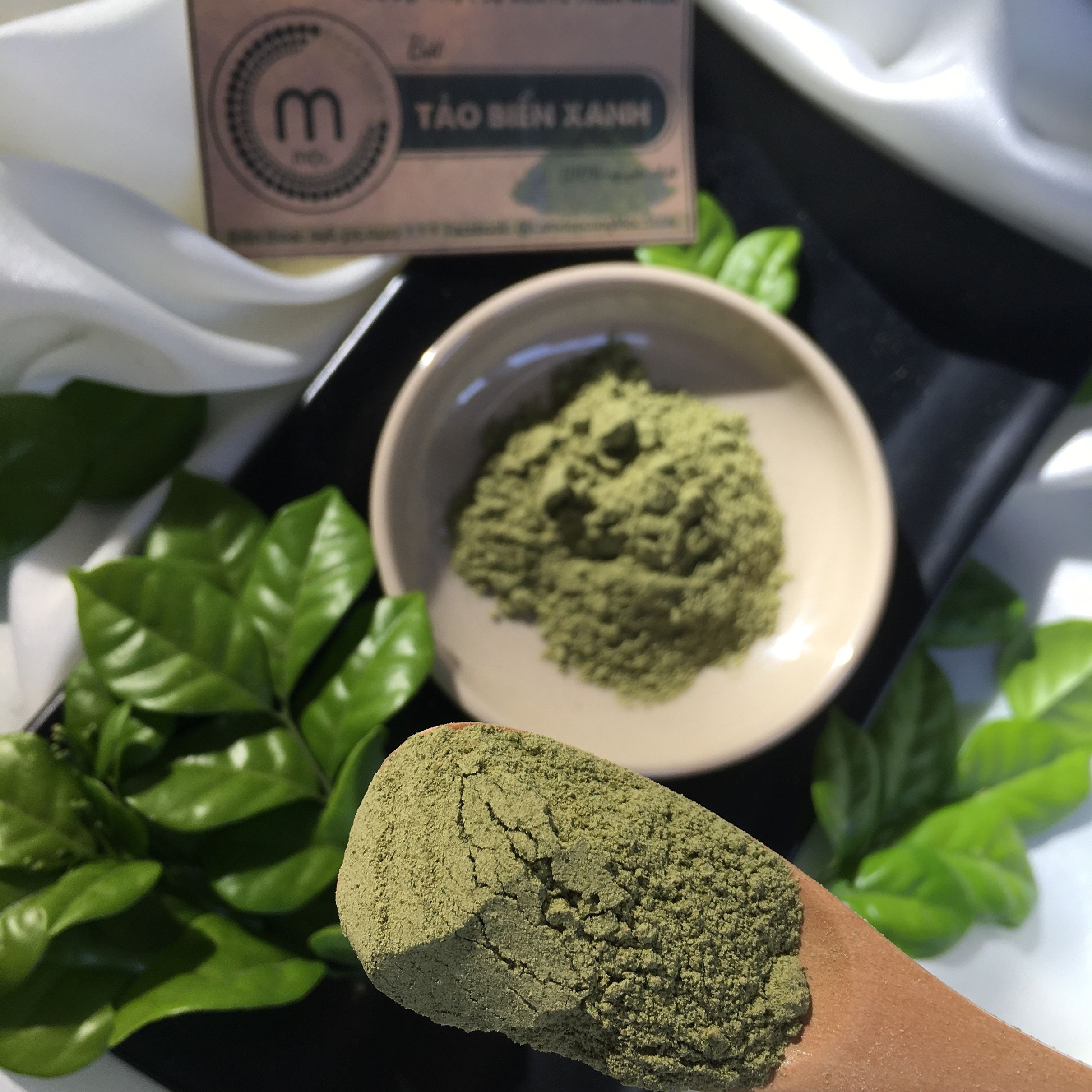 Bột tảo biển xanh (rong biển) nguyên chất Nhật Bản MỘC - nâng cơ, tăng độ đàn hồi, giảm vết sưng tấy do mụn túi dùng thử 10g, chai 100/200ml handmade