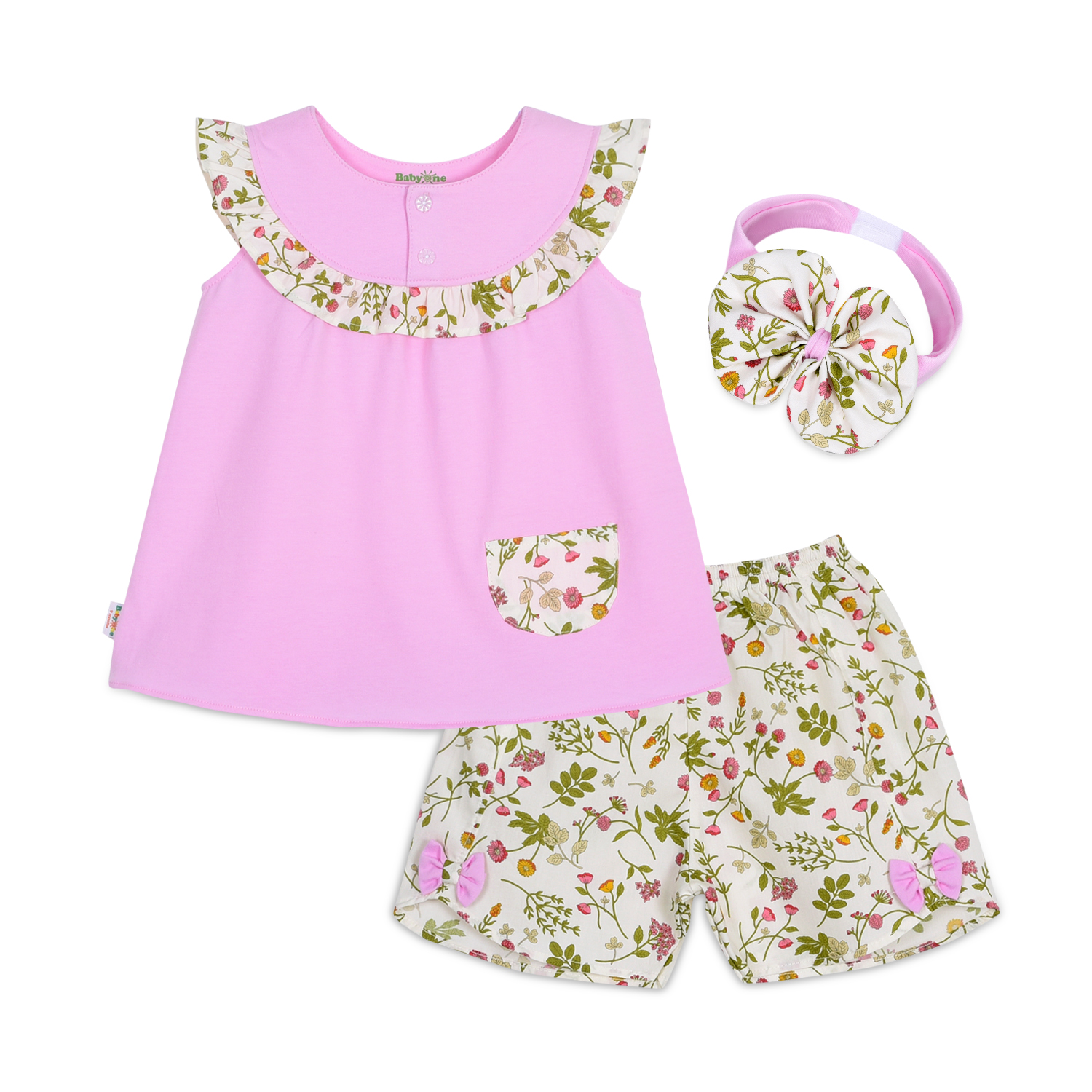 Baby Girl's Short Sleeveless Set 1339 - Babyone