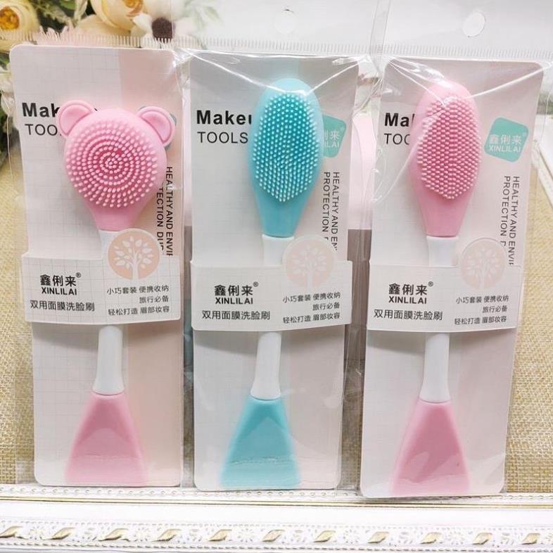 Cọ rửa mặt kiêm đắp mặt nạ 2 đầu silicon