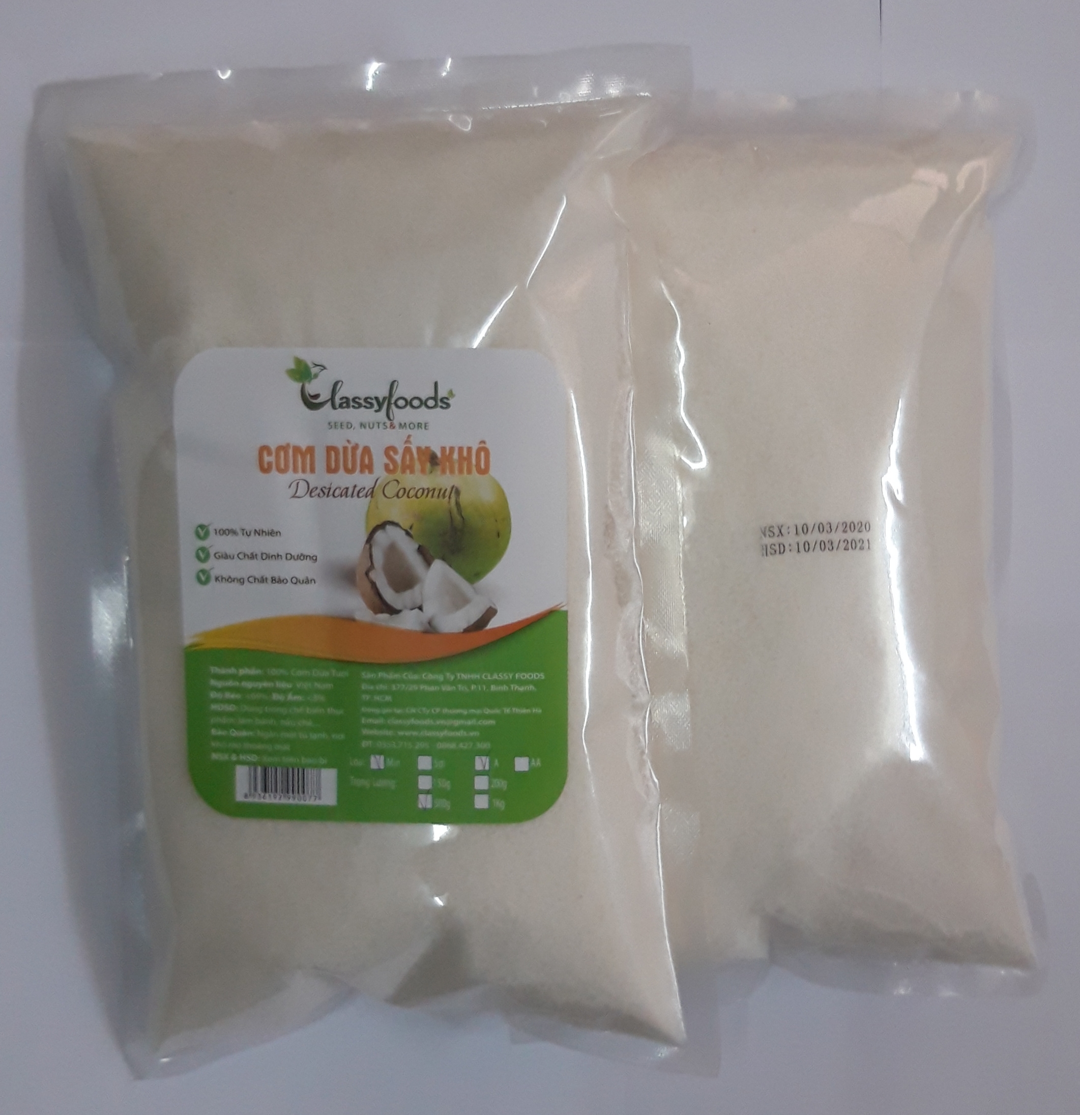 CƠM DỪA SẤY MỊN GÓI 500GR
