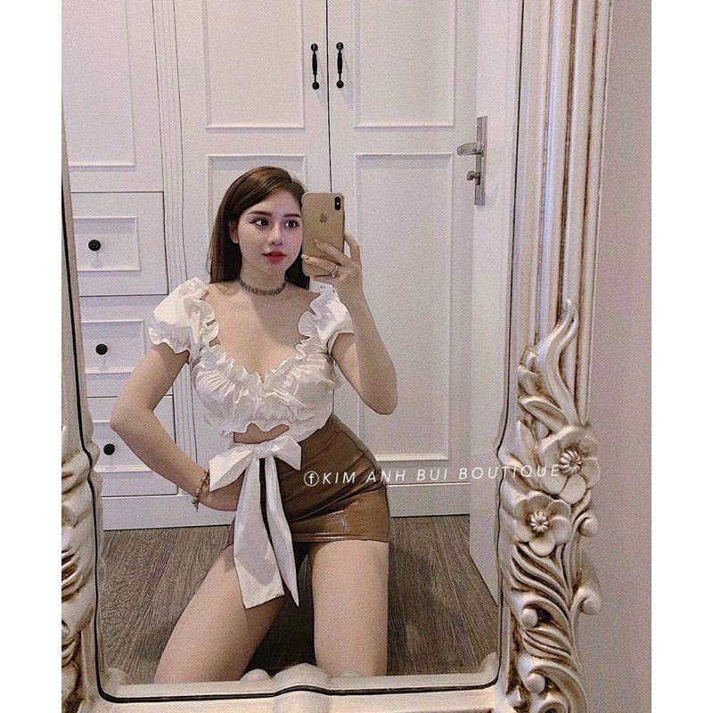 [HCM]ÁO VOAN CROPTOP BUỘC EO a22