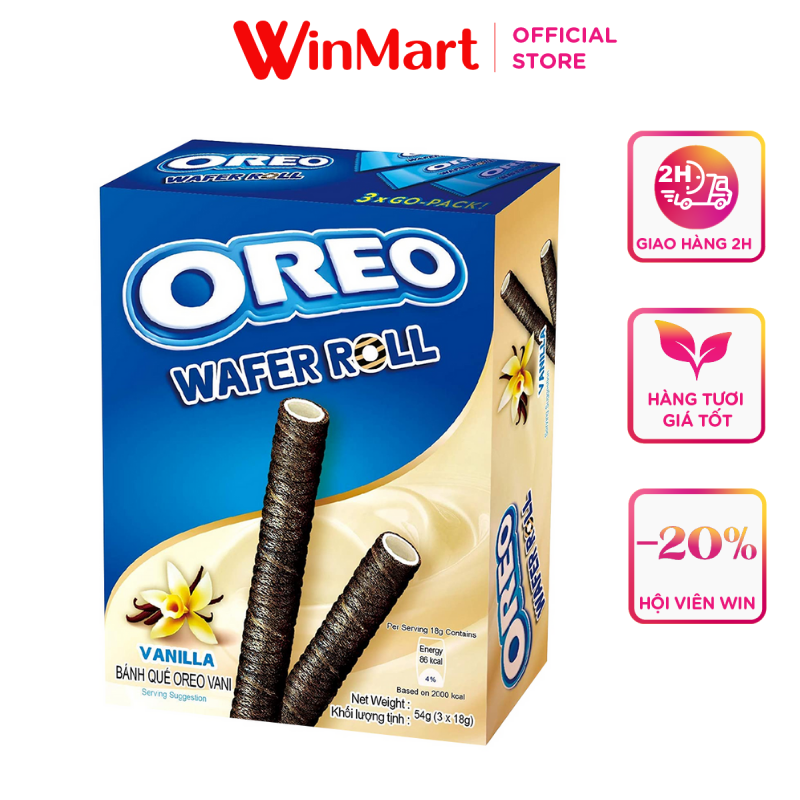 - Bánh quế Oreo vị vani hộp 54g