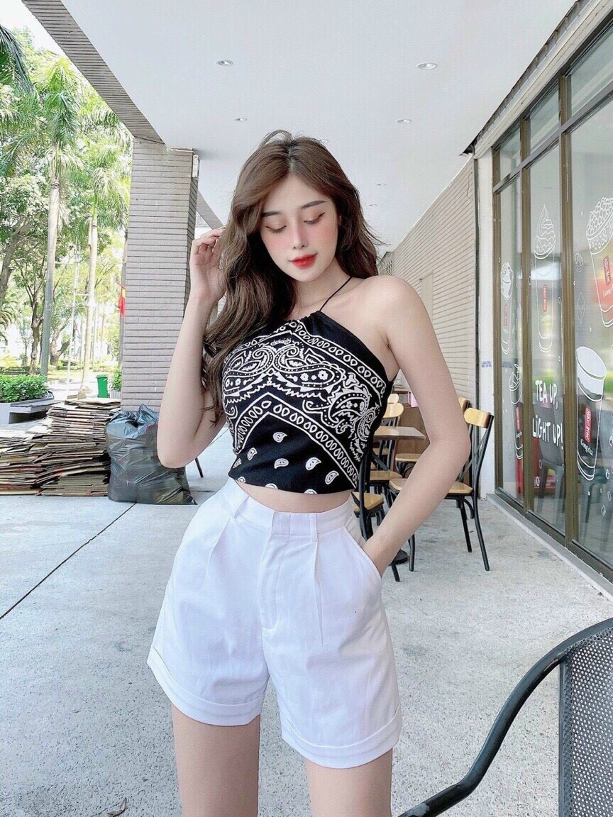 [HCM]Áo yếm hai dây họa tiết thổ cẩm đi biển chơi