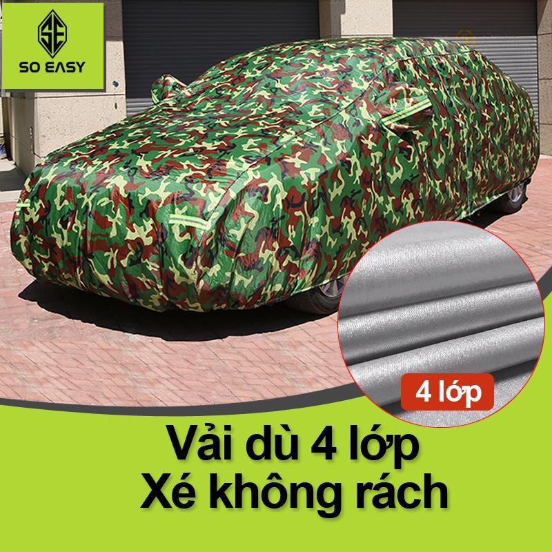 Bạt Phủ xe Ô Tô, Bạt phủ xe hơi - áo trùm che phủ xe hơi vải dù oxford cáo cấp bạt có nỉ chống xước sơn 4 chỗ đến 7 chỗ, 2 lớp chống nóng mưa xước sơn vân 4D (BPX) - Xám