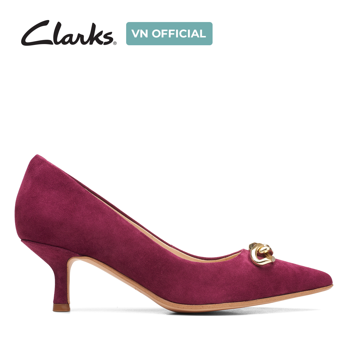 Giày cao gót 5.5cm da lộn nữ clarks - violet55 trim