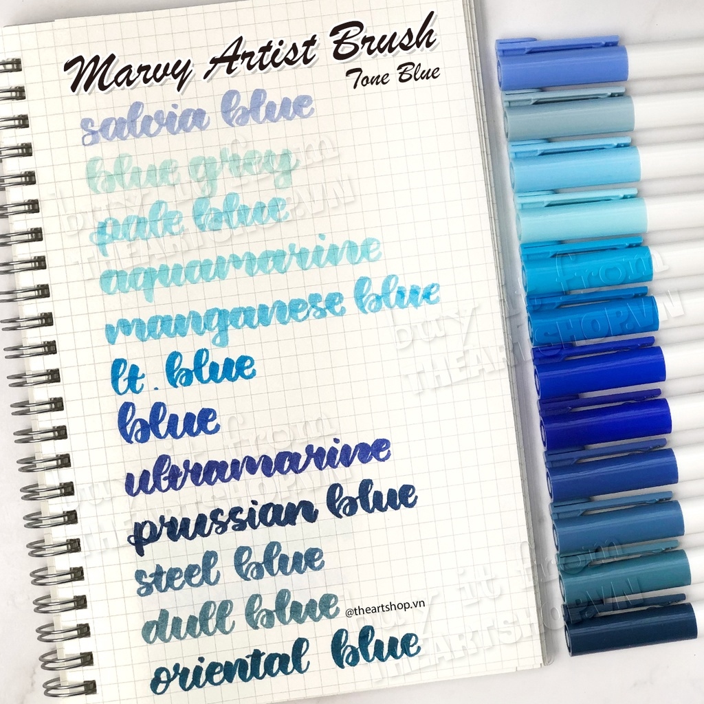 THEARTSHOP Bút đầu cọ thư pháp màu nước MARVY Artist Brush - Blue series