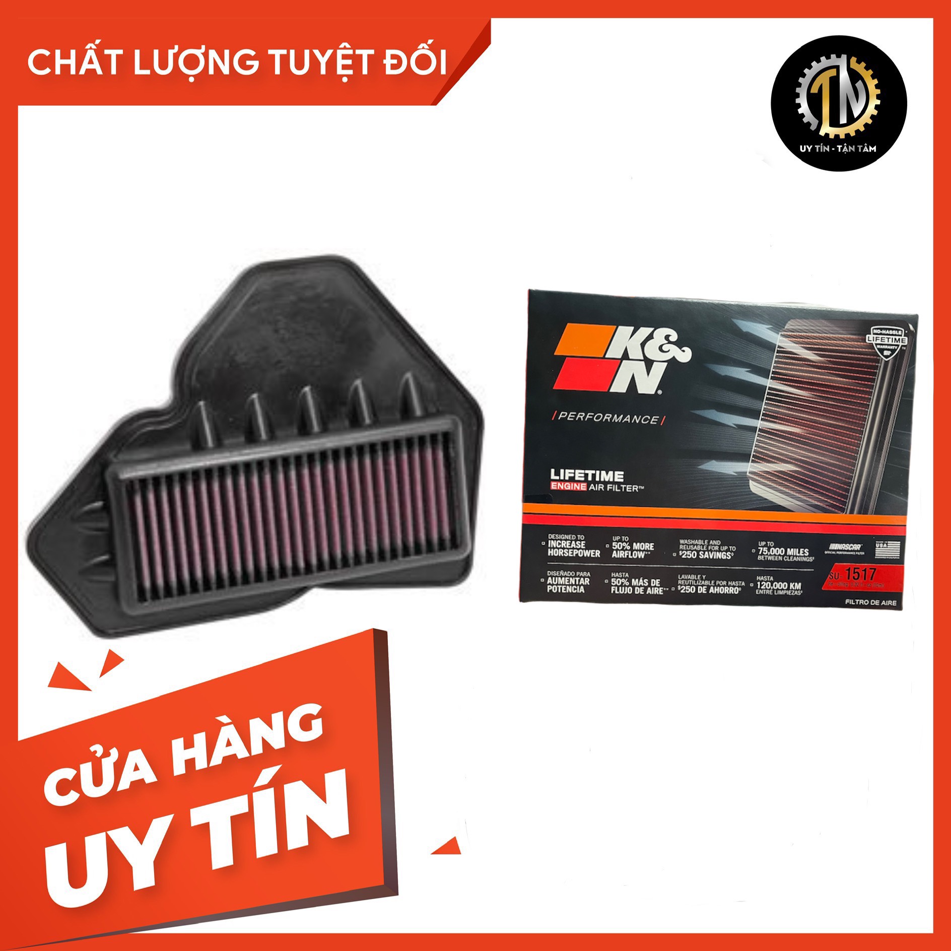 Lọc gió xe Raider/ Satria F150 hàng chính hãng K&N